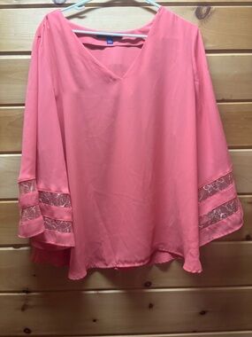 Apt. 9 Coral V-Neck Lace-Trim Tunic
